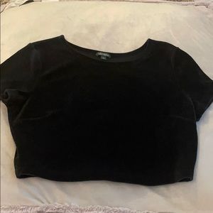 black velvet sleeved crop top